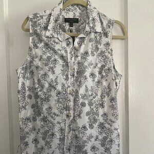Banana Republic Toile White & Black Blouses Size 12 Tailored Fit